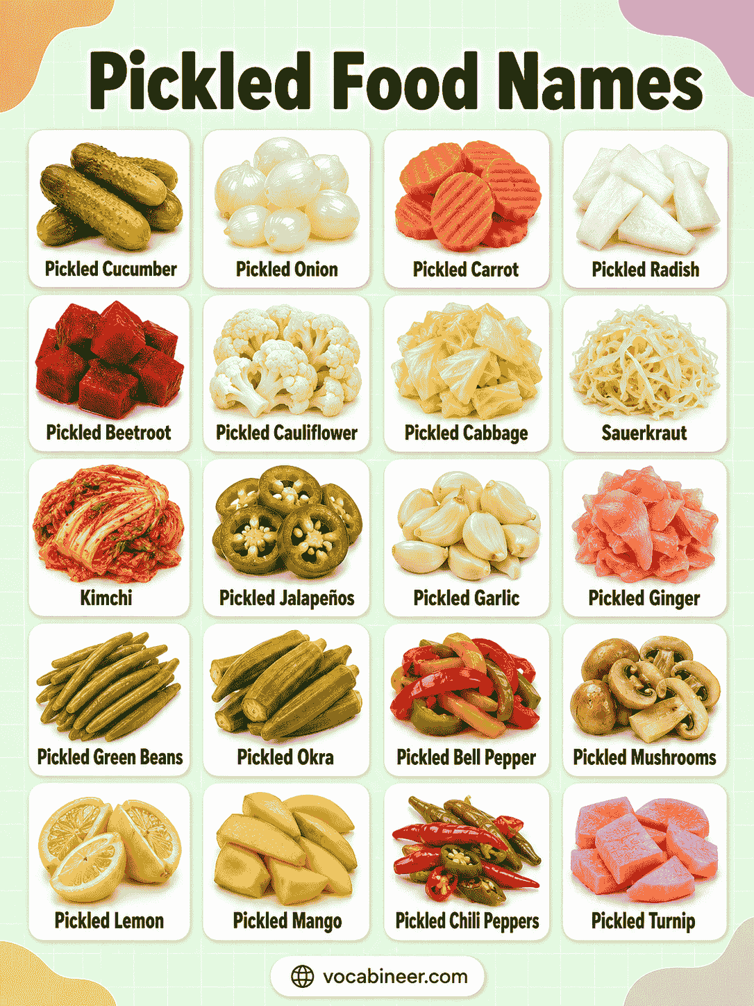 50+ Common Pickled Foods (With Names, Meanings & Pictures) 