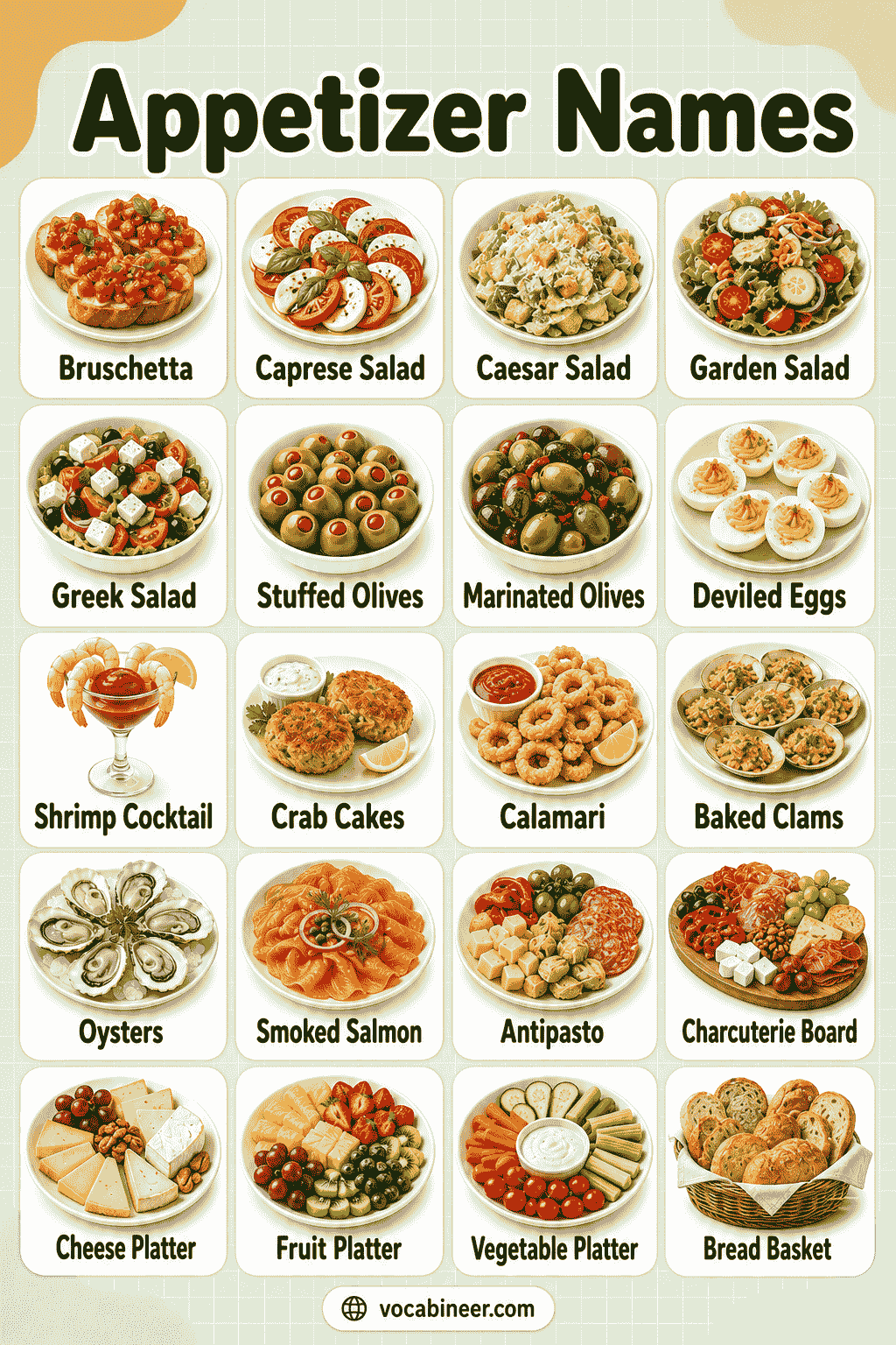 Appetizer Names: 65 Popular Starters Explained