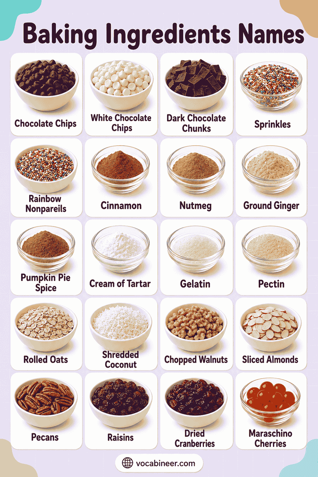 Baking Ingredients Names with Meanings and Uses