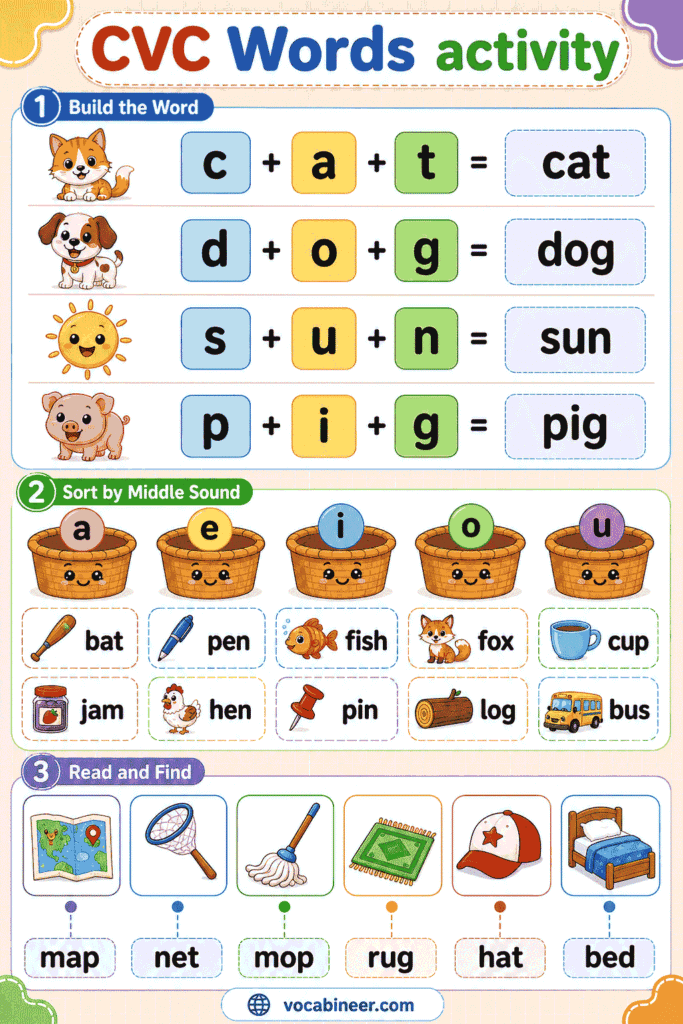 CVC Words for Kids: Meaning, List & Examples with Pictures