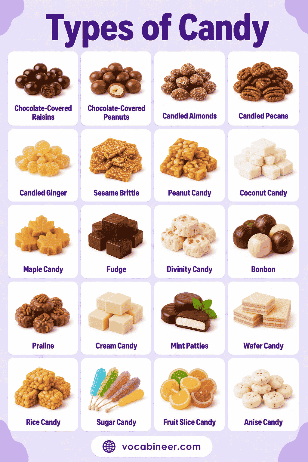 Candy Vocabulary with Examples and Pictures