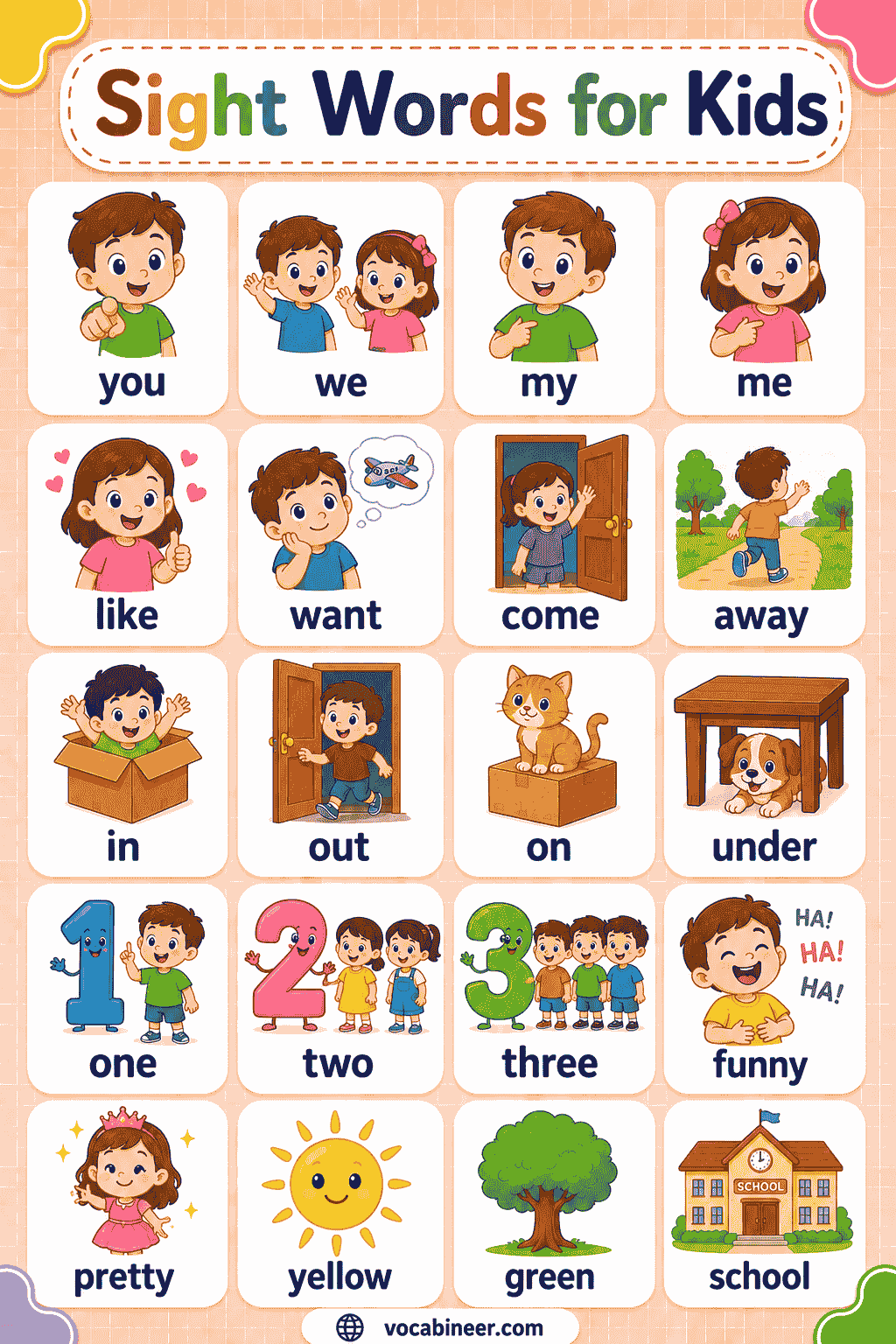 Common Sight Words for Kindergarten and First Grade