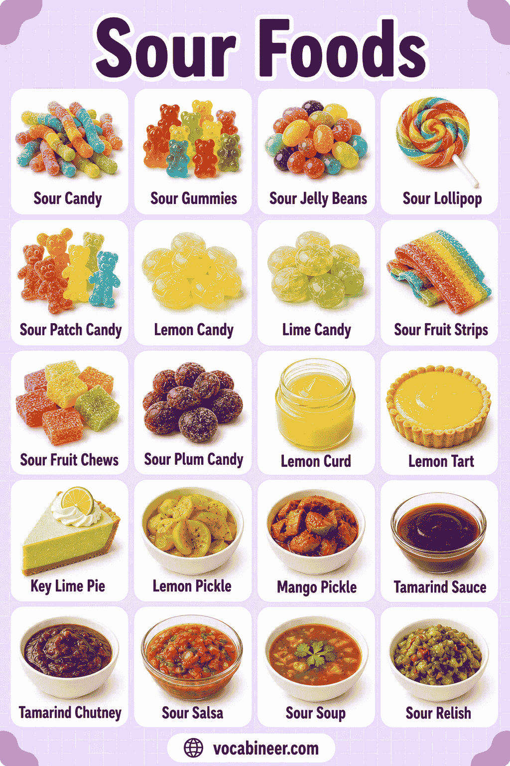 Common Sour Food Names for Learners