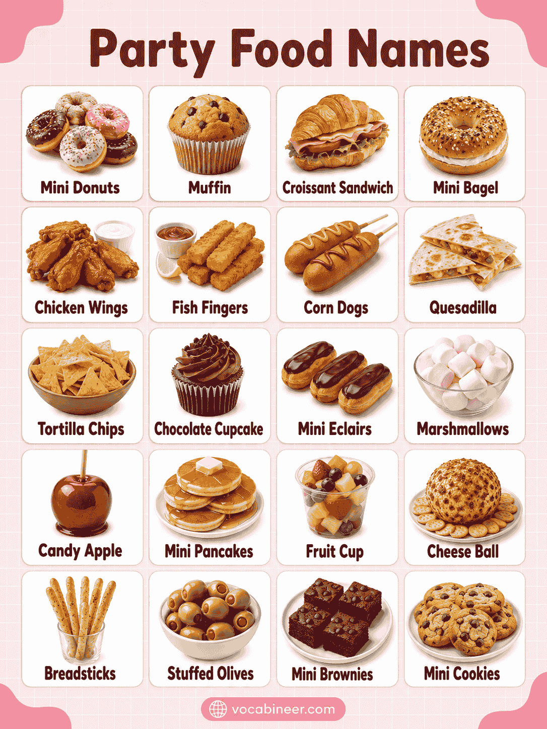 Complete List of Common Party Food Names