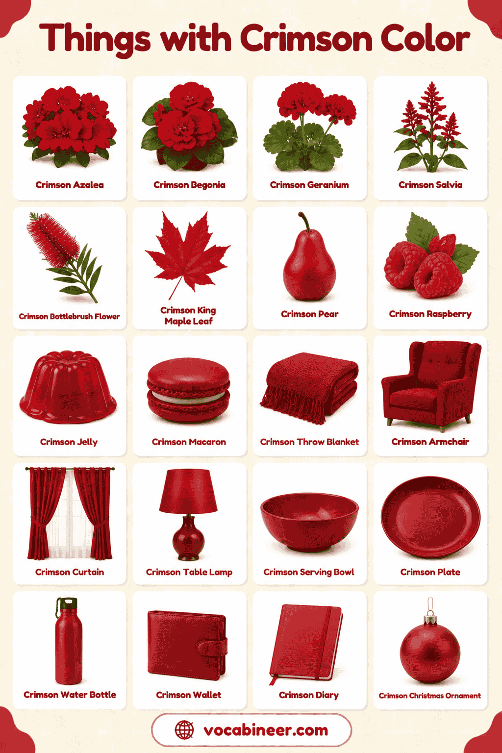 Crimson Things with Names & Pictures
