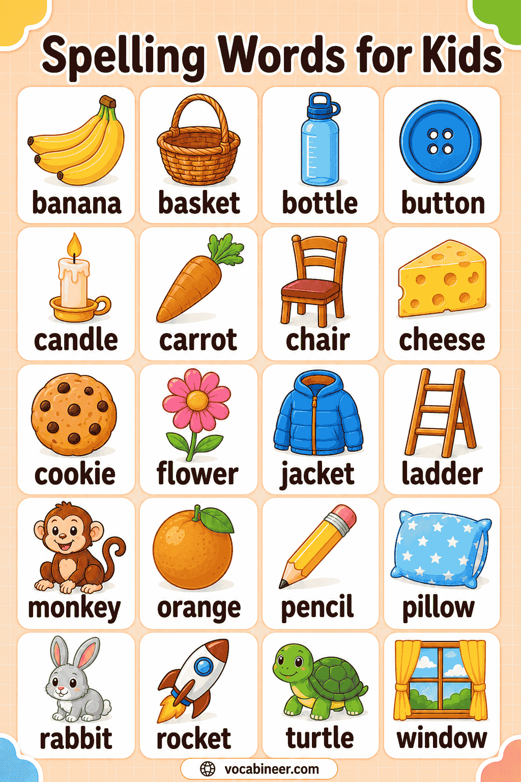 Easy Spelling Lists for Kindergarten to Third Grade