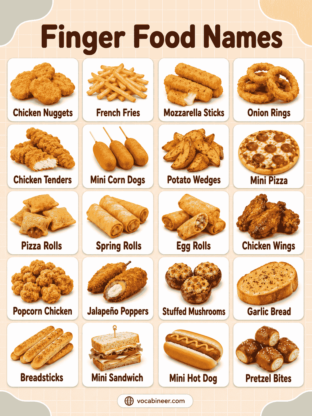 Finger Food Names: Crispy, Fresh, Savory, and Sweet