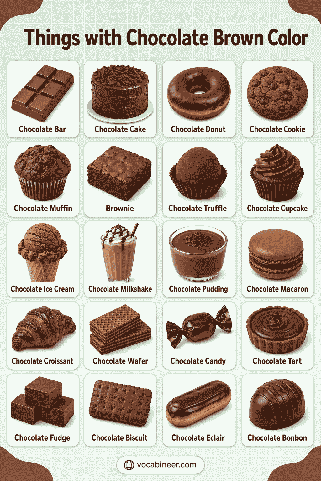 Chocolate Brown Things with Names & Pictures