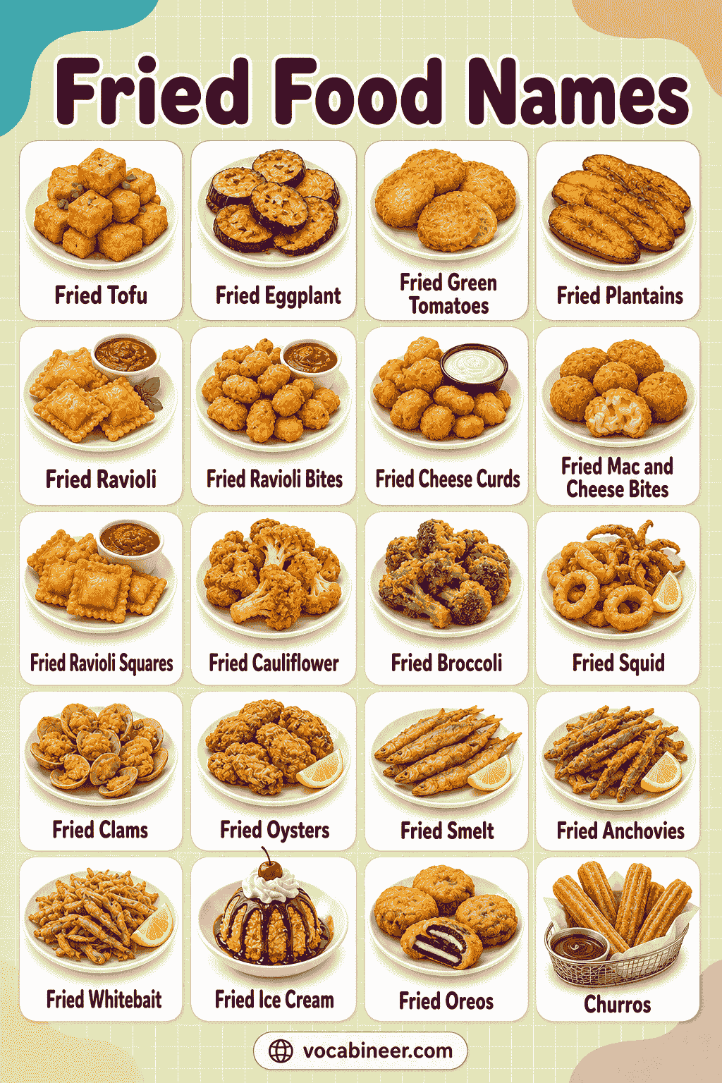 Fried Food Names by Type: Snacks, Meals, and Sweets