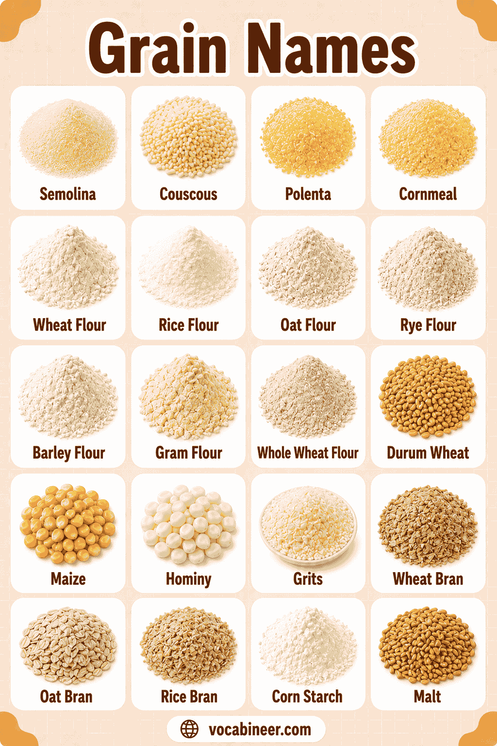 List of Grain Names: Cereals, Wheat, and Pseudocereals