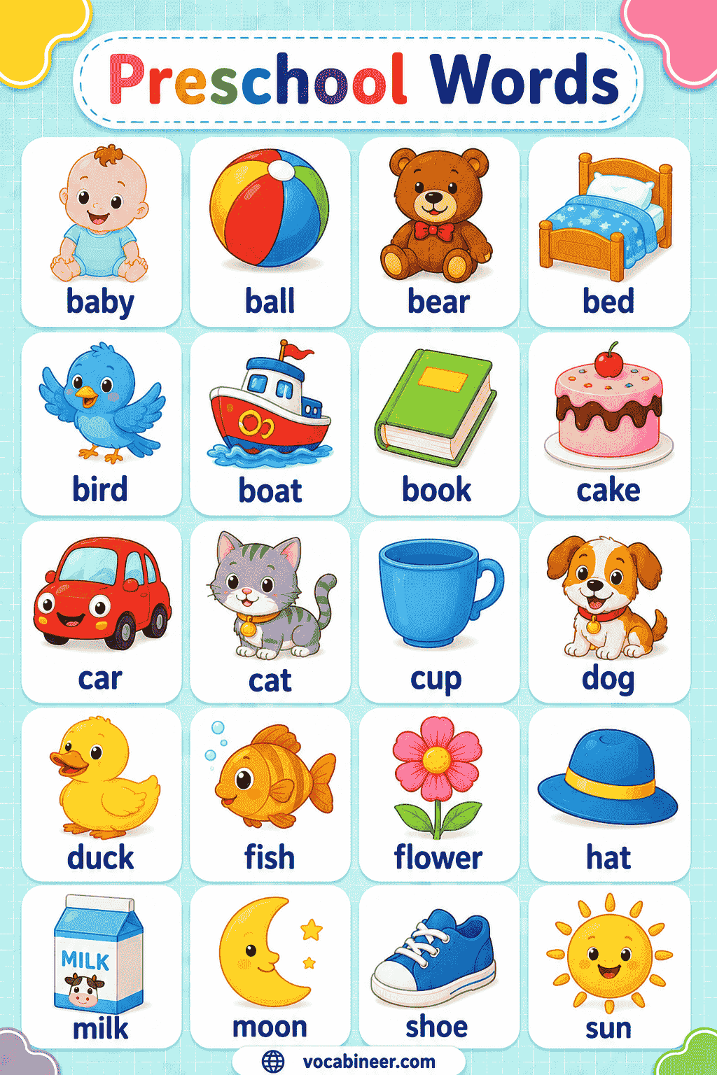 Preschool Vocabulary Words for Kids 300+ Easy Word Lists