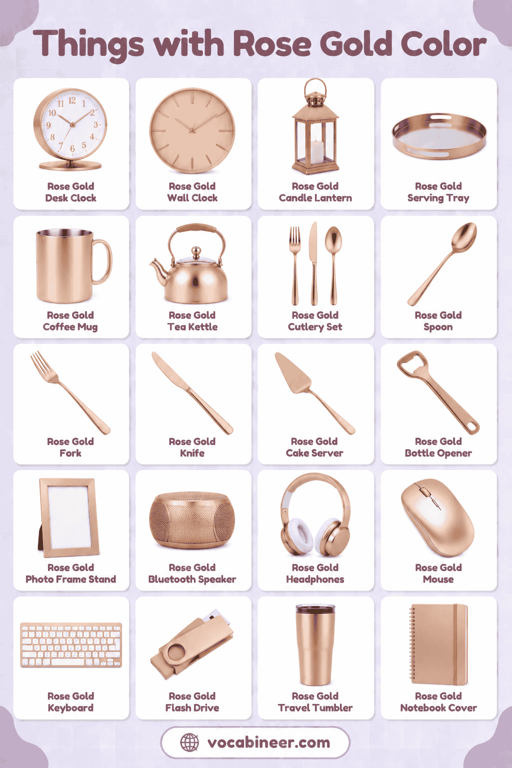 Rose Gold Things Names with Pictures Explained