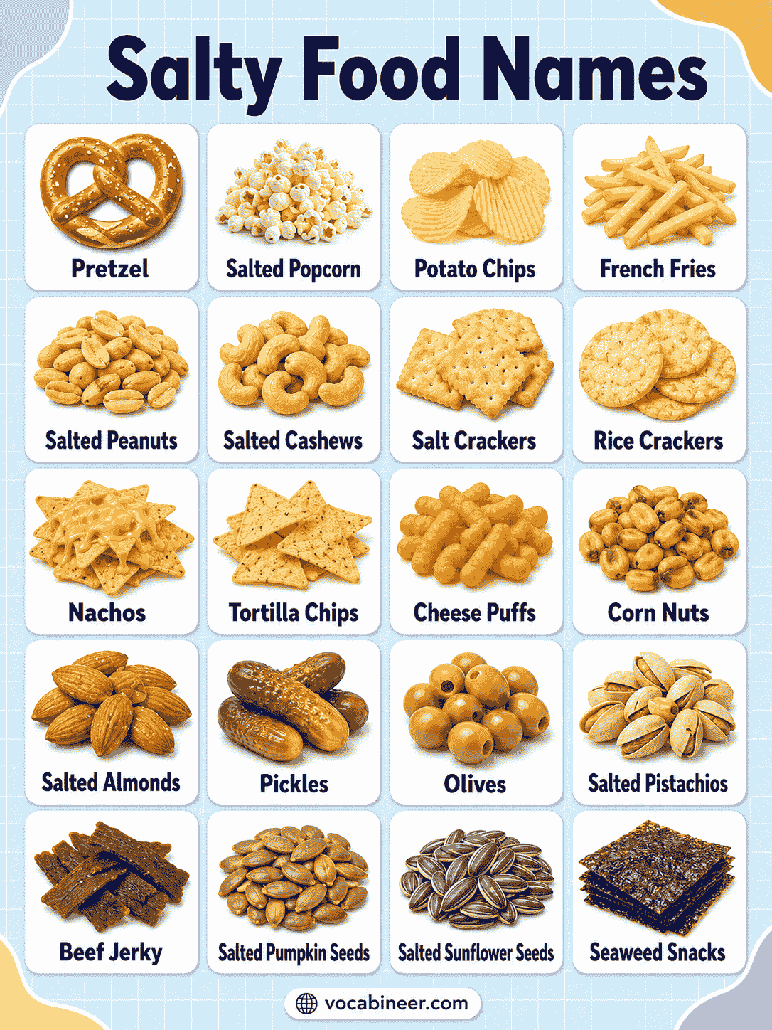 Salty Food Names with Meanings & Pictures: Easy Guide