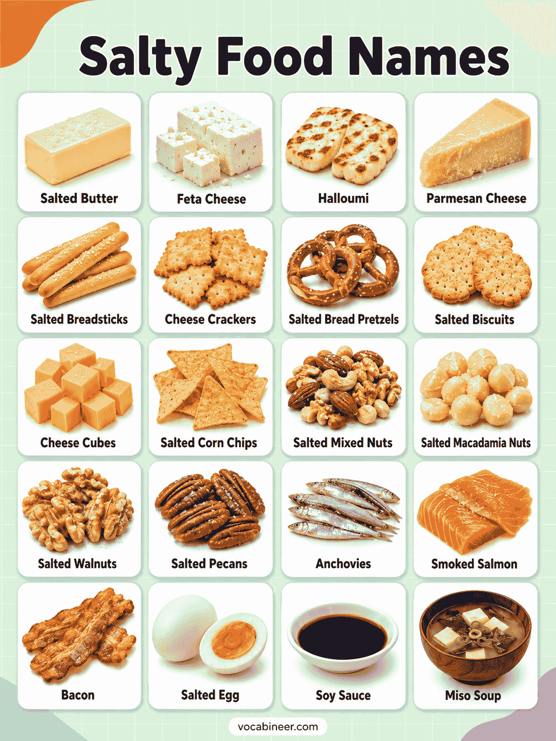 Salty Foods List: Snacks, Cheese, Meat, and Seafood