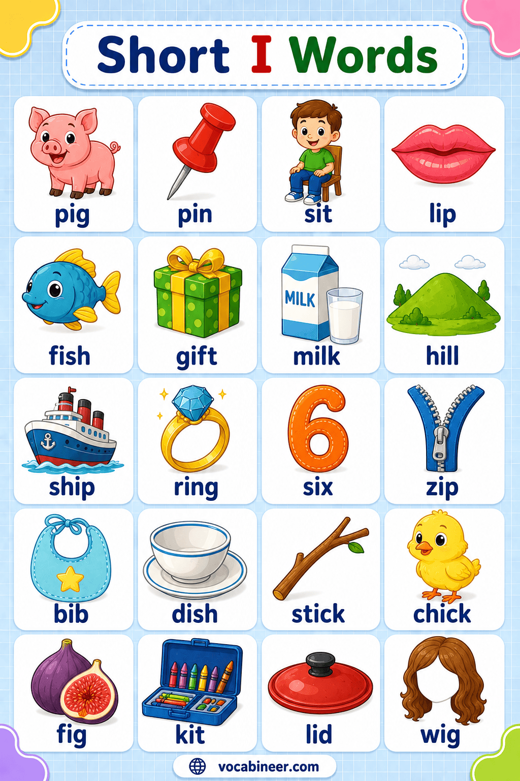 Short I Words for Kids Easy Meanings & Free Word Lists