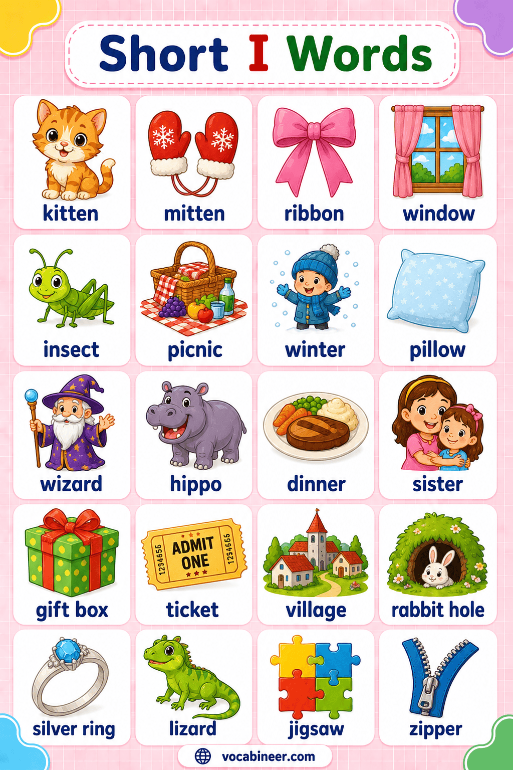 Short I Word Families – ig, it, in & ip