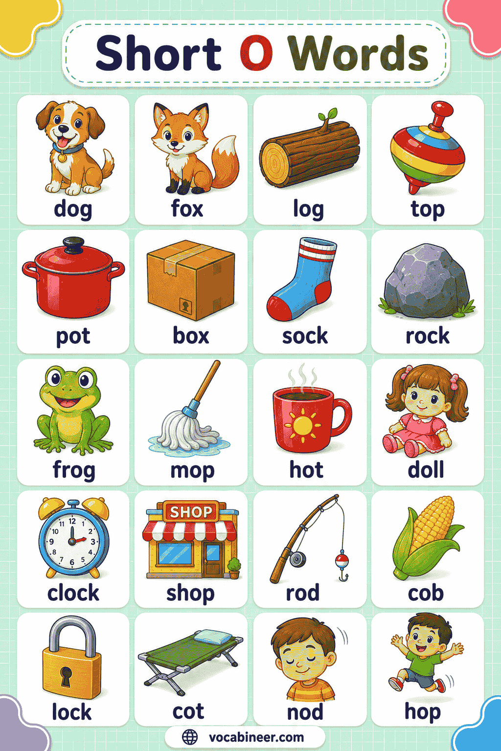 Short O Words for Kids Easy Meanings & Free Word Lists