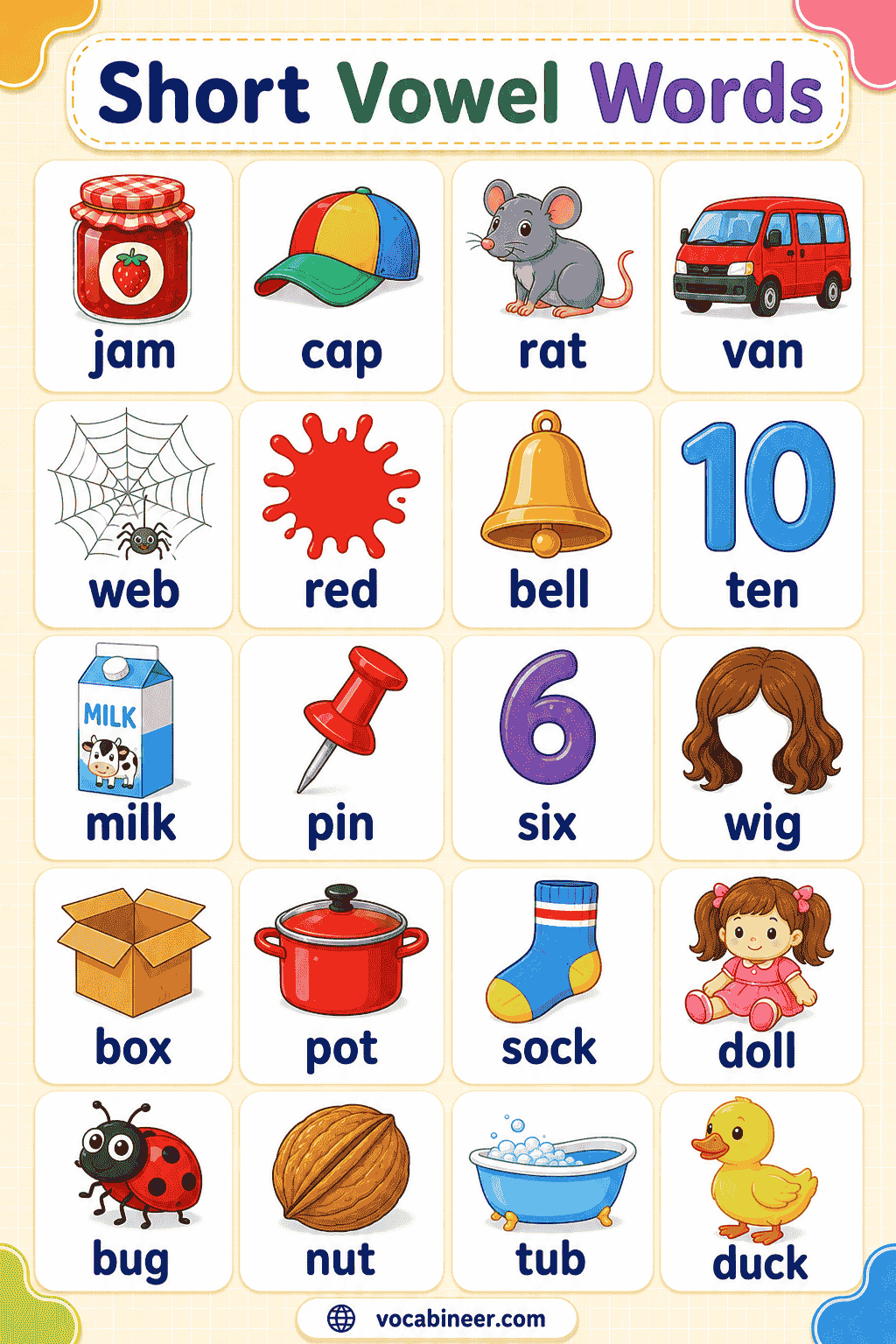 Short Vowel Words with Pictures