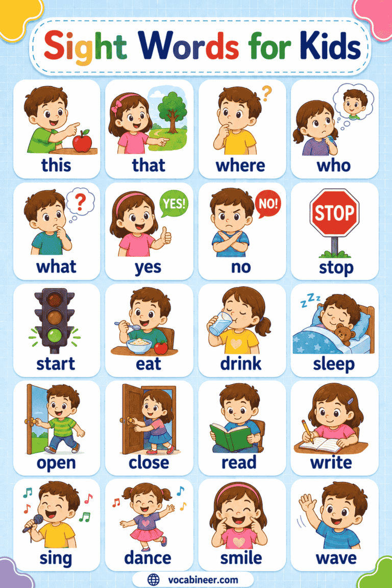 Sighting Examples Sight Words for Kids: 220+ Easy Words with Examples & Practice