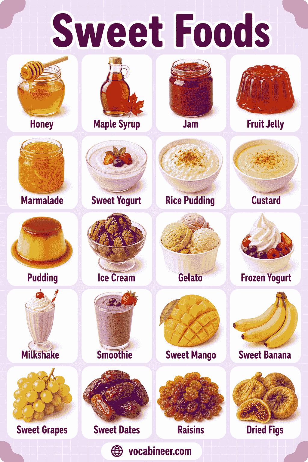 Sweet Food Name Guide with Meanings