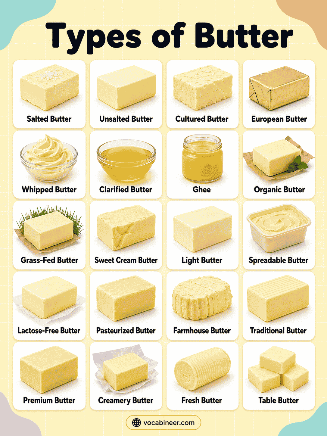 Types of Butter: Names, Meanings, Uses, and Labels