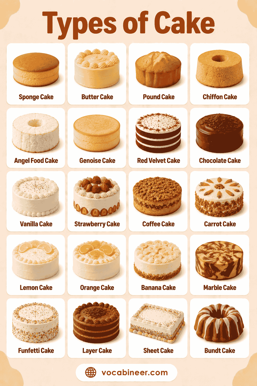Types of Cake with Names & Examples: Easy Visual Guide