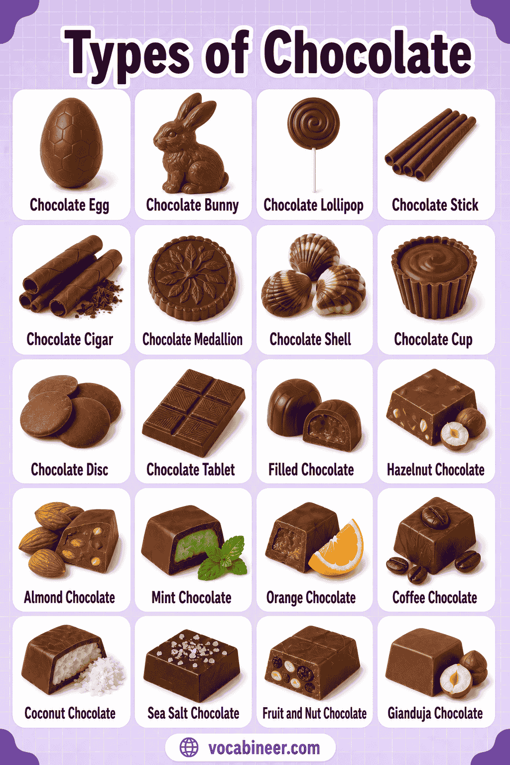 Types of Chocolate Chart
