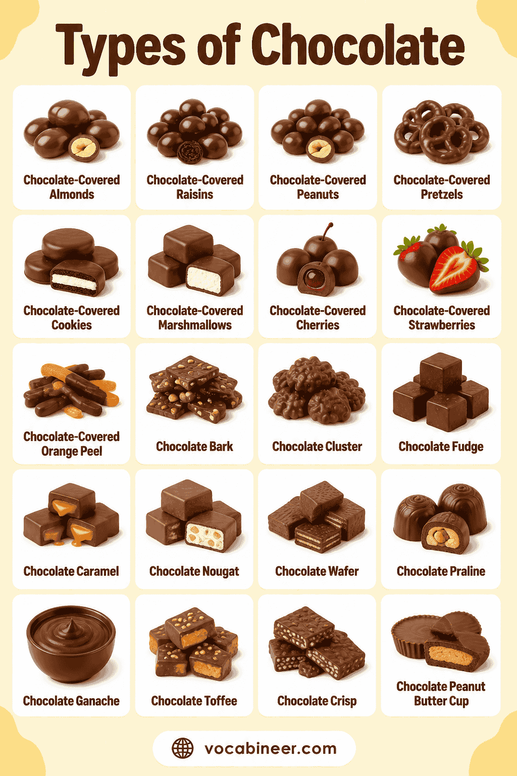 Common Types of Chocolate: Names, Meanings, and Uses