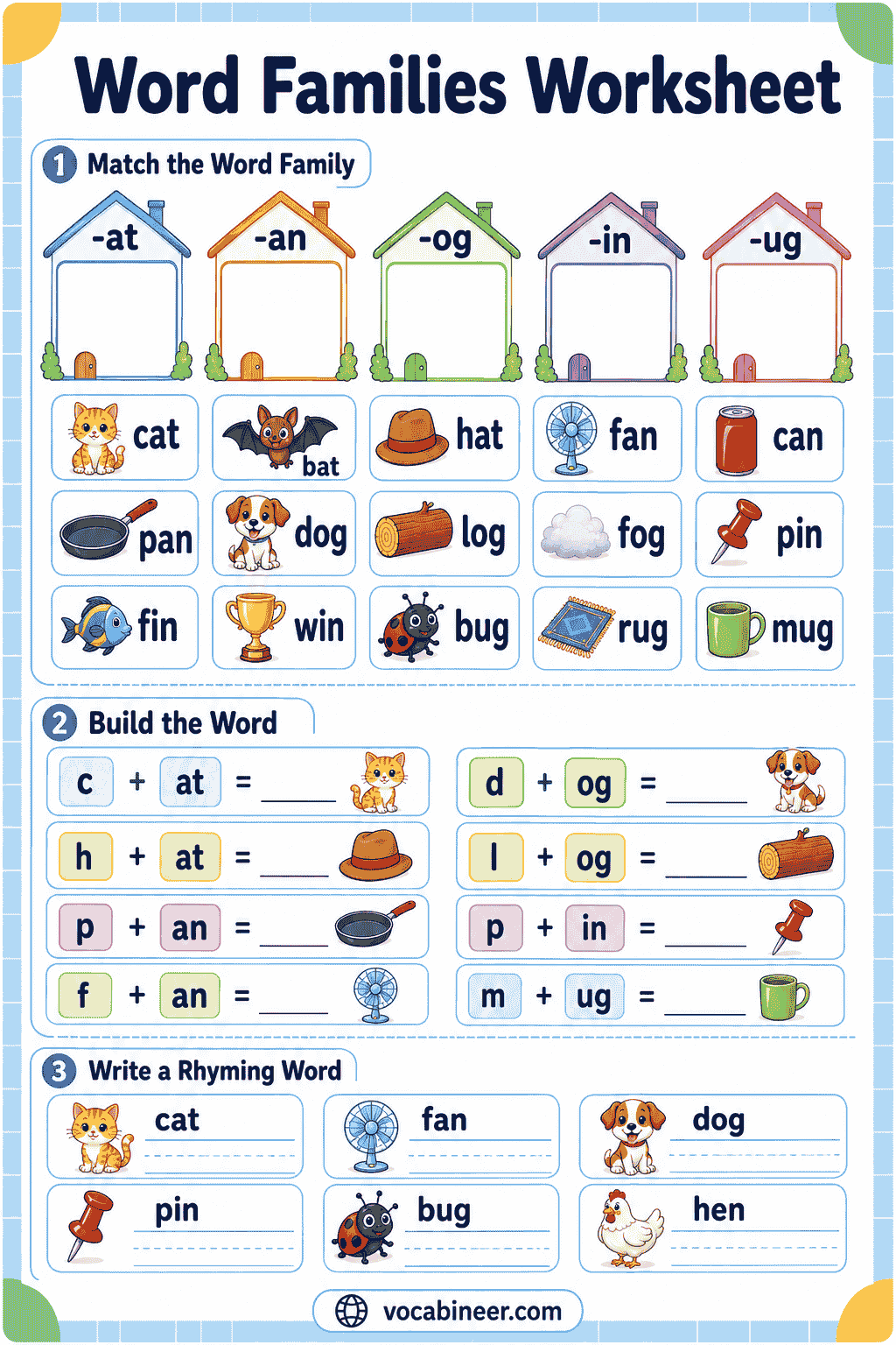 Word Families for Kids with Worksheets and Practice Ideas