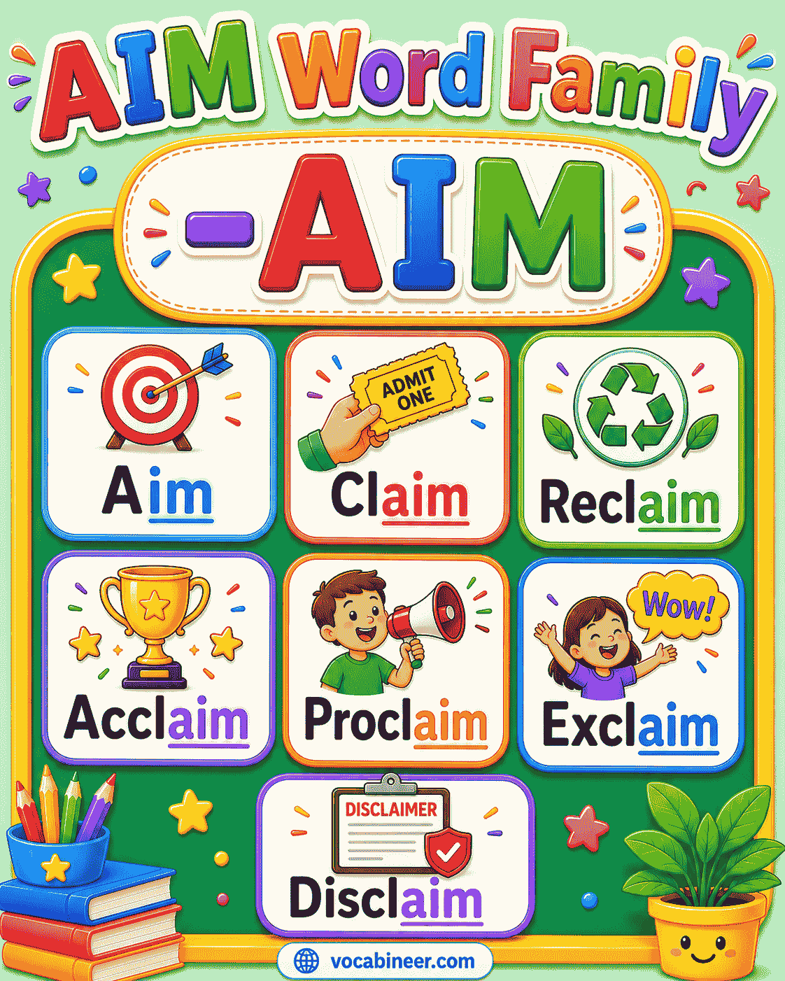 -aim Word Family: Words, Meanings, and Examples