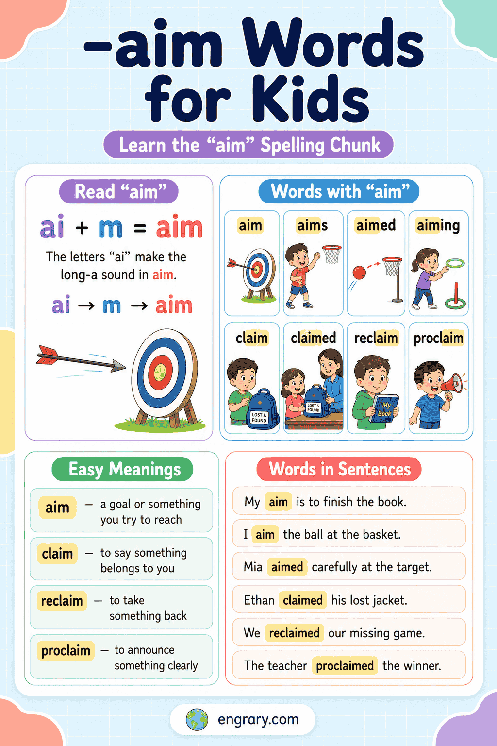 -aim Words for Kids with Sentences and Activities