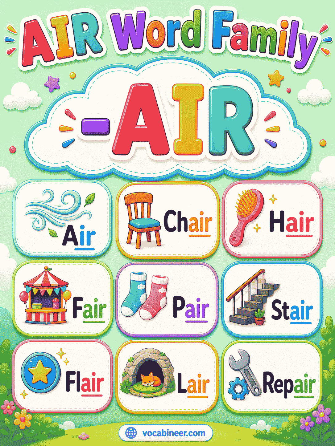 -air Words for Kids with Meanings and Sentences