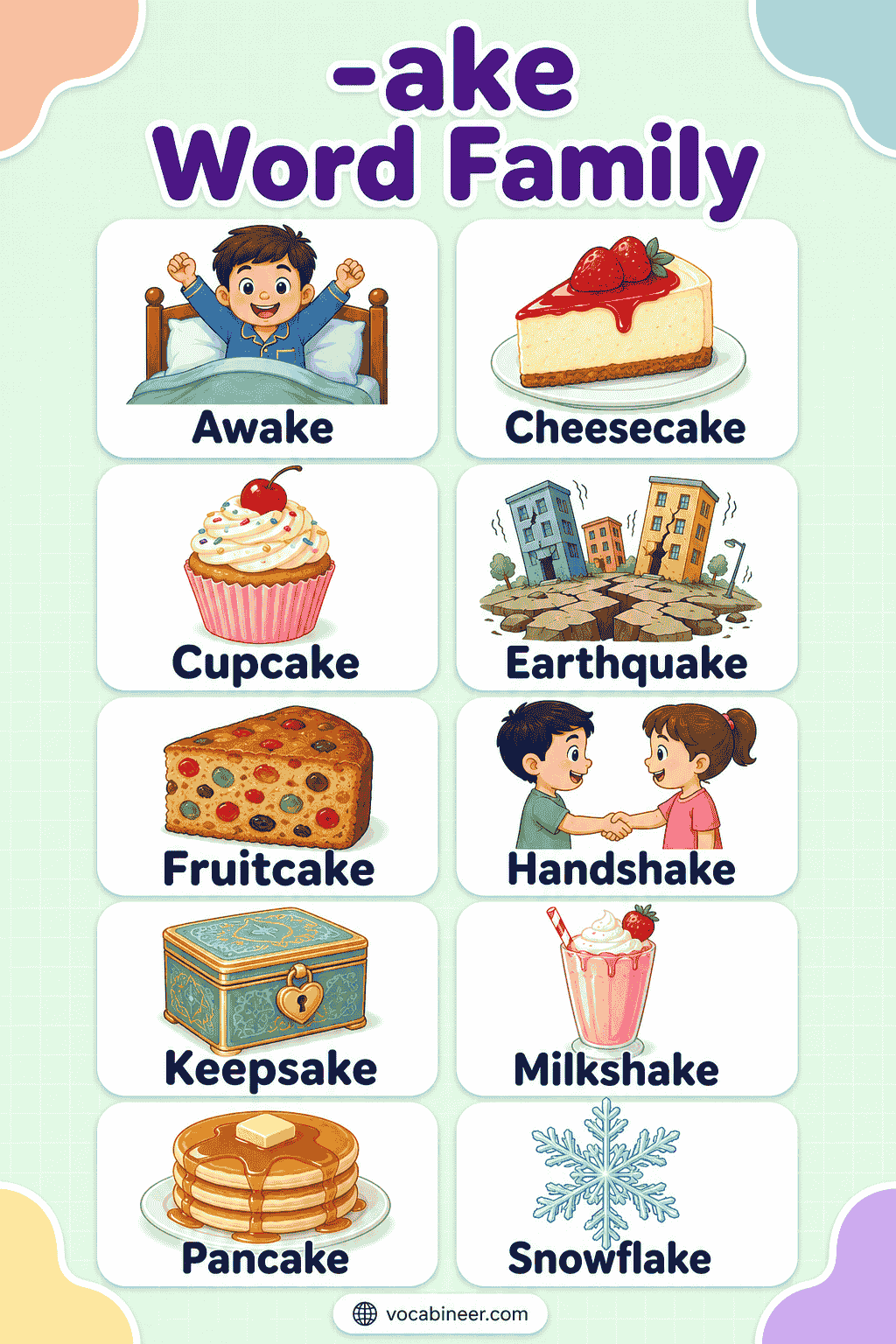 -ake Words for Kids with Meanings and Sentences