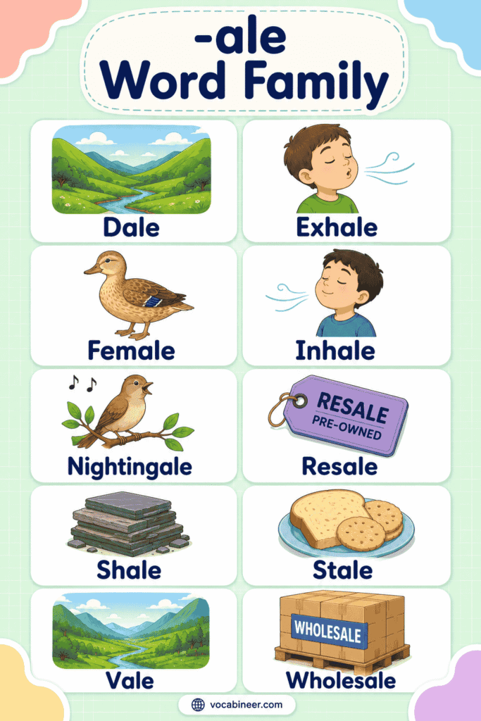 -ale Word Family Words with Pictures and Examples