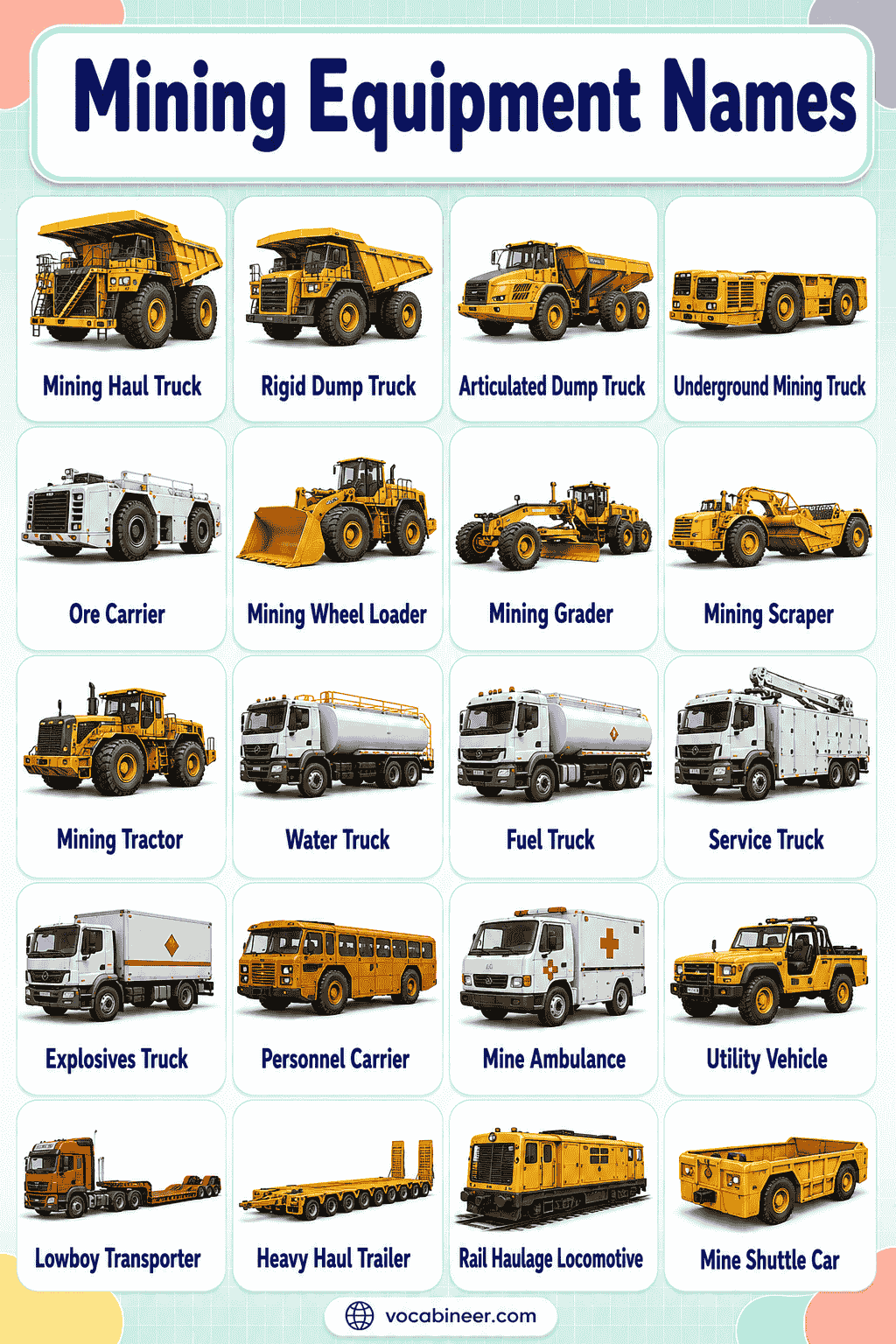 Common Mining Equipment Names and Their Uses