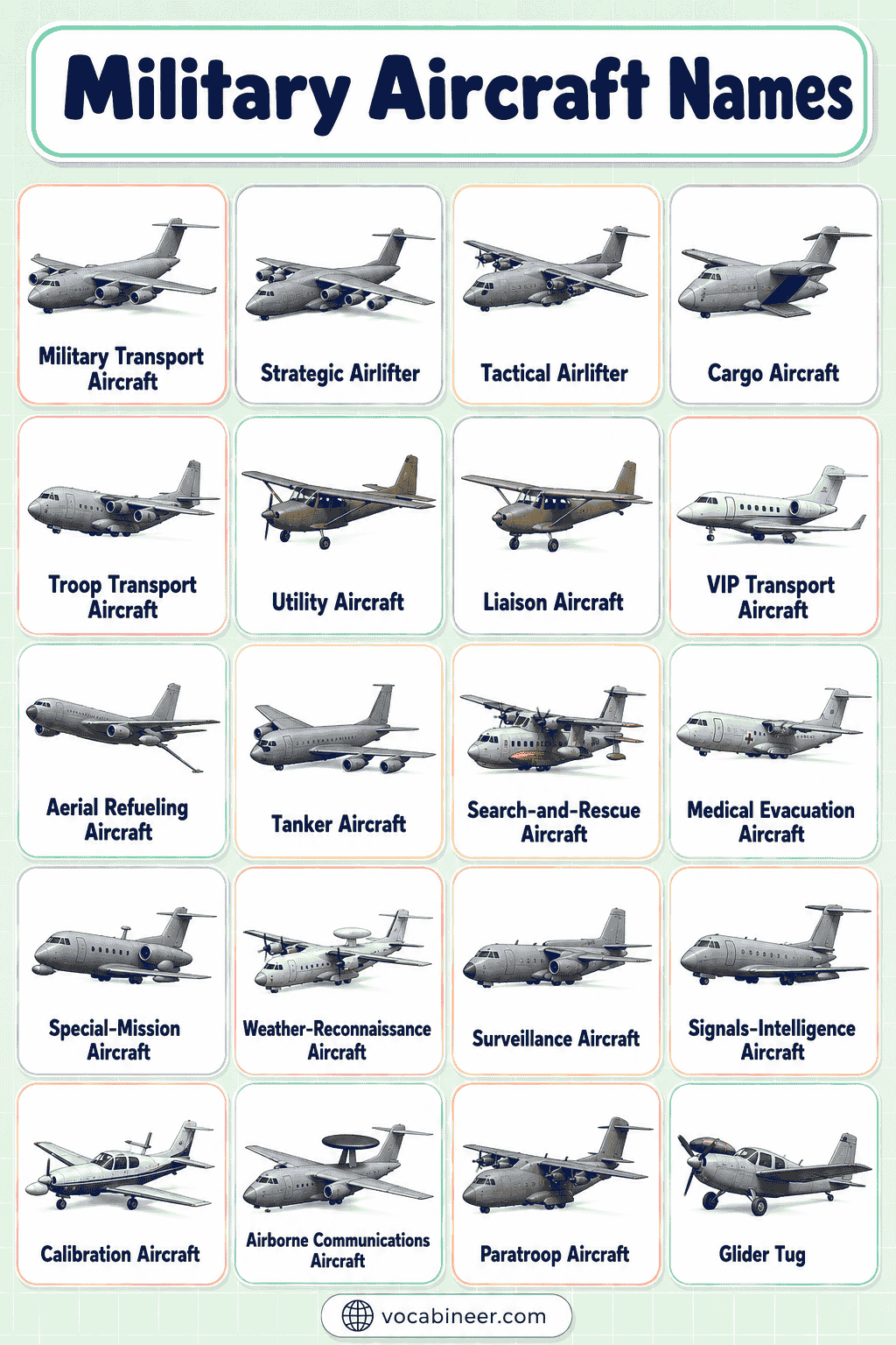 Types of Military Aircraft with Names and Pictures