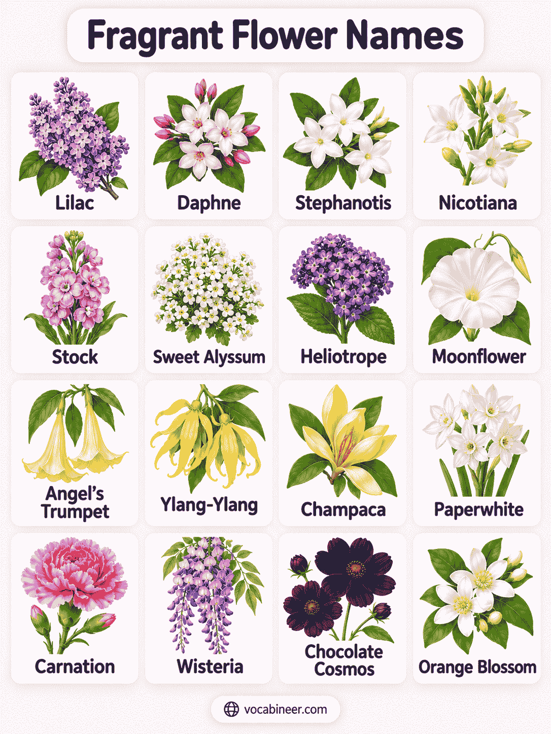 Fragrant Flower Names with Pictures for Beginners