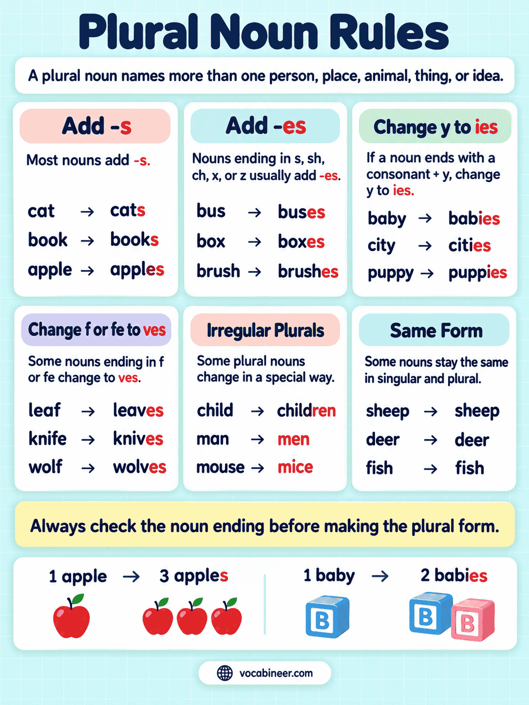 Plural Noun Rules in English Grammar with Examples