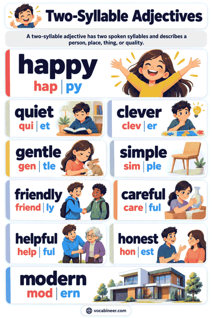 Two-Syllable Adjectives: 160 Examples With Meanings